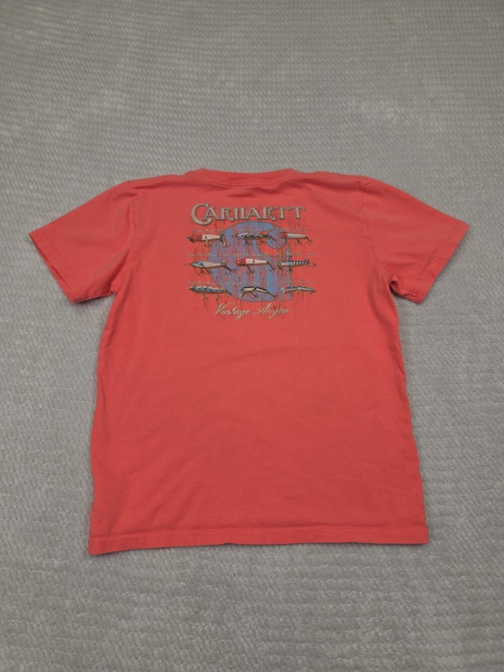 Carhartt Shirt Boys Medium 10/12 Vintage Angler Short Sleeve